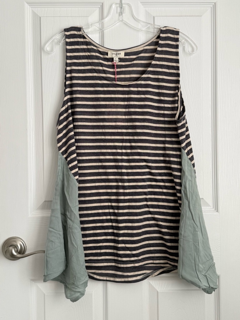 Umgee Black and Cream Striped Sleeveless Tank